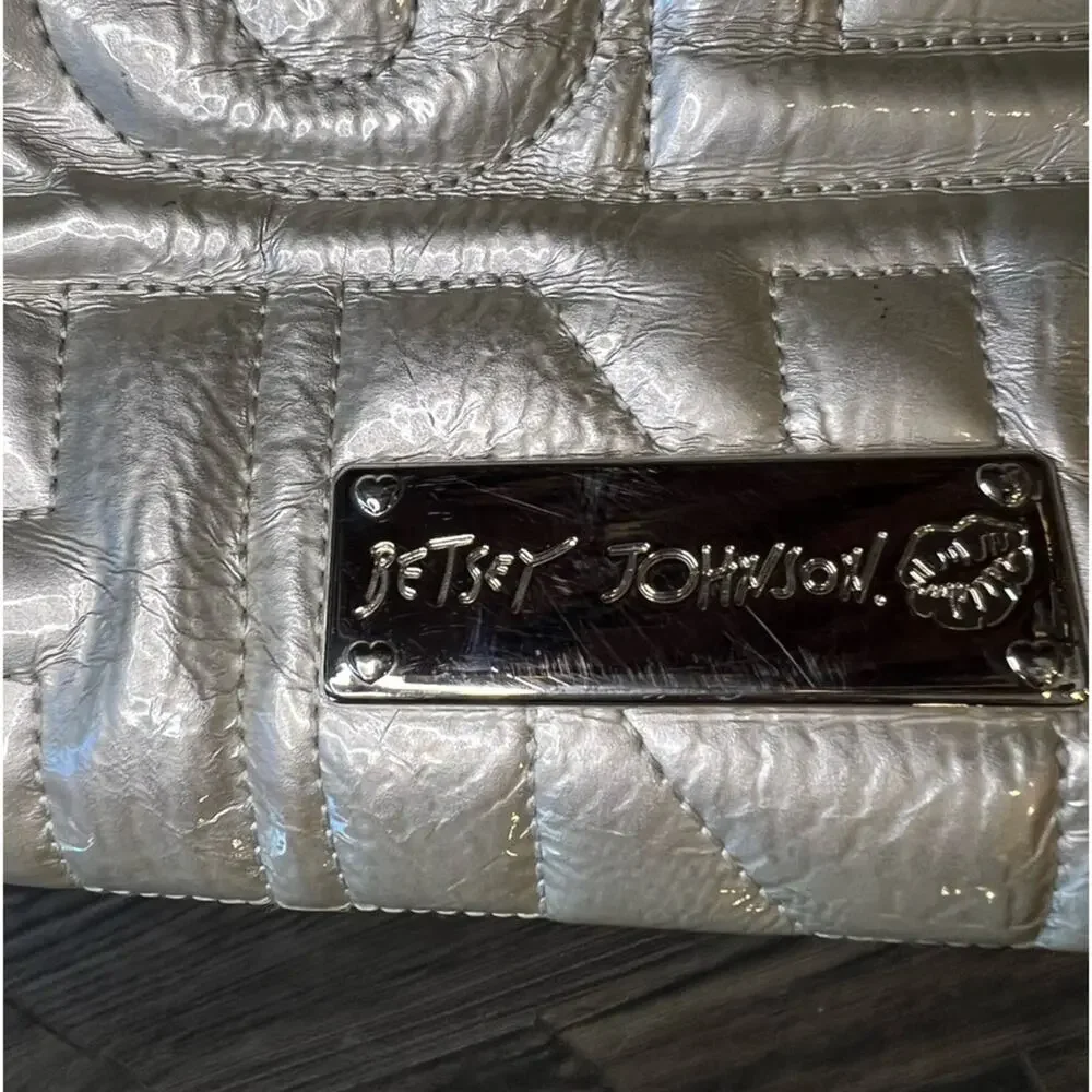 Betsey Johnson Silver Quilted Shoulder Bag